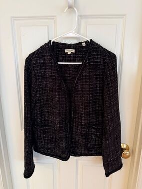 max studio blazer poly/rayon size large black/white cropped